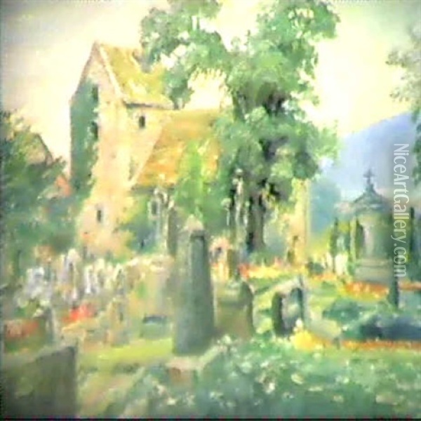 Friedhof In Lauenstein Oil Painting - Ferdinand Barth