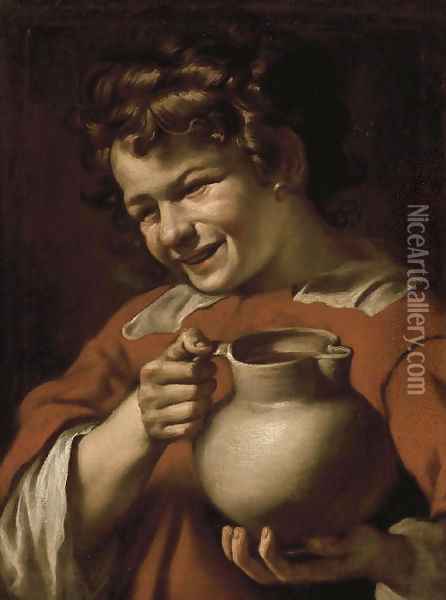 Young boy holding a pitcher Oil Painting - Neapolitan School