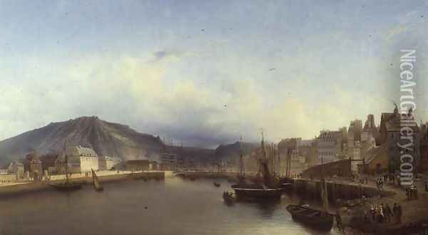 The Bridge at Cherbourg Oil Painting - John Louis Petit