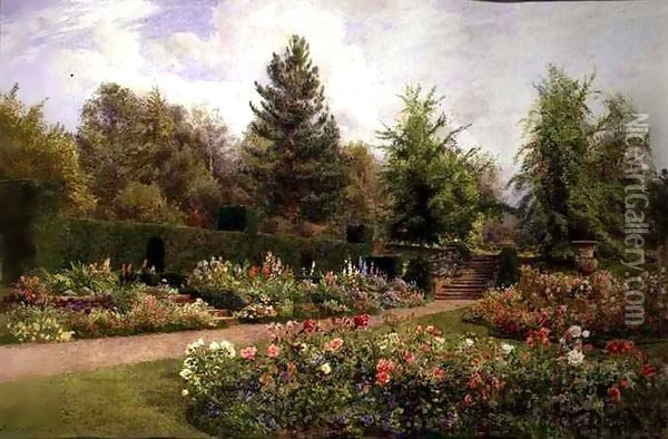 Terraces at Knightshayes Court, Lady Amory's Garden, Tiverton, Devon Oil Painting - Fritz B. Althus