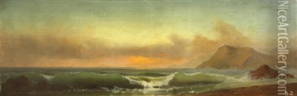 Breakers On The Beach Oil Painting - Gideon Jacques Denny