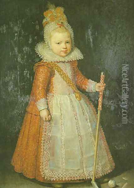 Portrait of a young boy holding a cane Oil Painting - Cornelis De Vos