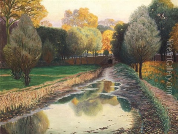 Herbstliche Parklandschaft Oil Painting - Georg Burmester