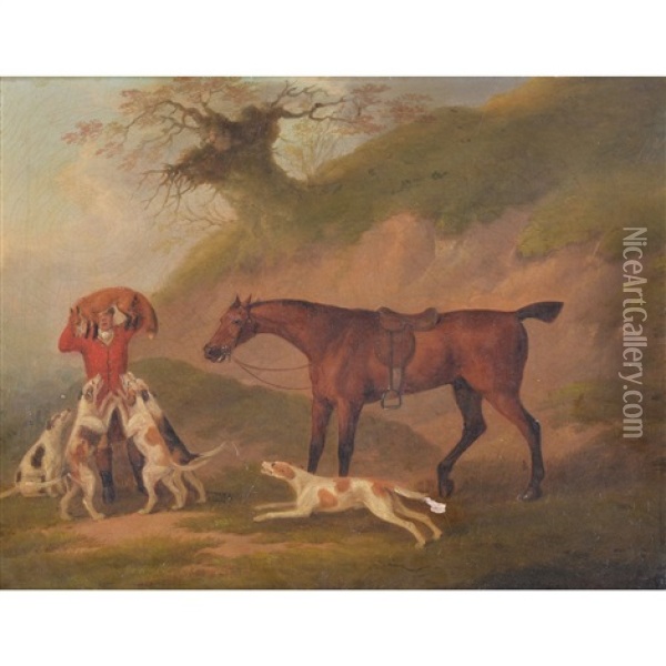 The Whipper In Bringing Up The Fox Hounds; The Death Oil Painting - John Nost Sartorius