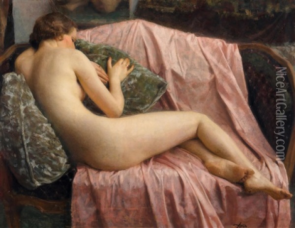 Nudite (linette Habourdin) Oil Painting - Maurice Joron