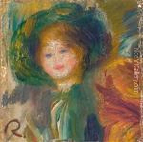 Portrait Au Chapeau Vert Oil Painting - Pierre Auguste Renoir