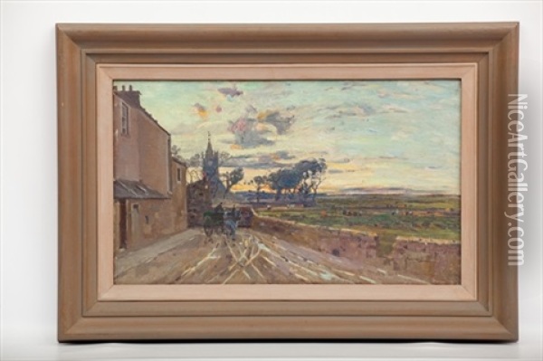 Night Falls Across The Fields Oil Painting - Robert Mcgown Coventry
