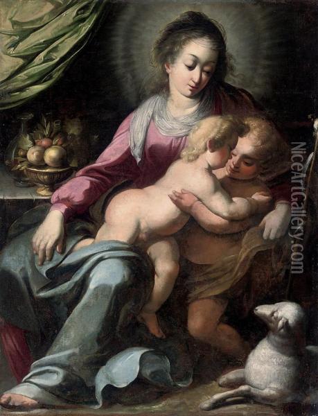 The Madonna And Child With The Infant Saint John Baptist Oil Painting - Simone Barabino