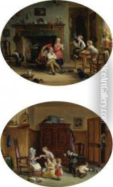 Grandfather's Pipe And Grandmother's Snuff Box: A Pair Oil Painting - John Anthony Puller