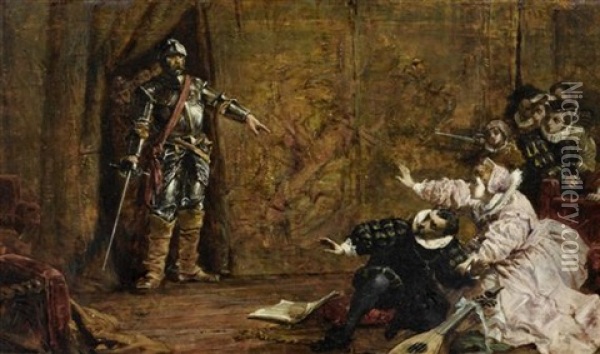 Theaterszene: Die Ruckkehr Des Ritters Oil Painting - Charles Robert Leslie