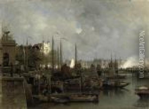 The Leuvenhaven In Rotterdam Oil Painting - Johannes Christiaan Karel Klinkenberg