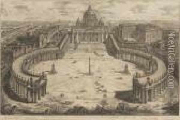 Veduta Dell' Insigne Basilica
 Vaticana ... Oil Painting - Giovanni Battista Piranesi