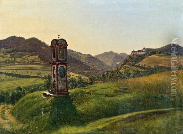 Bildstock Bei Der Burg Oberranna Oil Painting - Thomas Ender