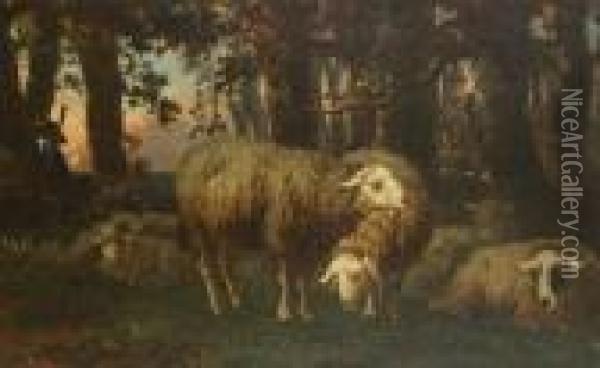 Resting Shepherd Oil Painting - Edouard Woutermaertens