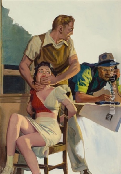 League Of Leeches, Dan Turner-hollywood Detective Pulp Cover, December Oil Painting - Hugh J. Ward