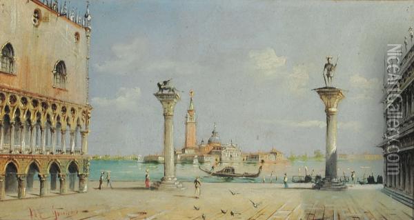 Veduta Di Venezia Oil Painting - Giovanni Grubacs