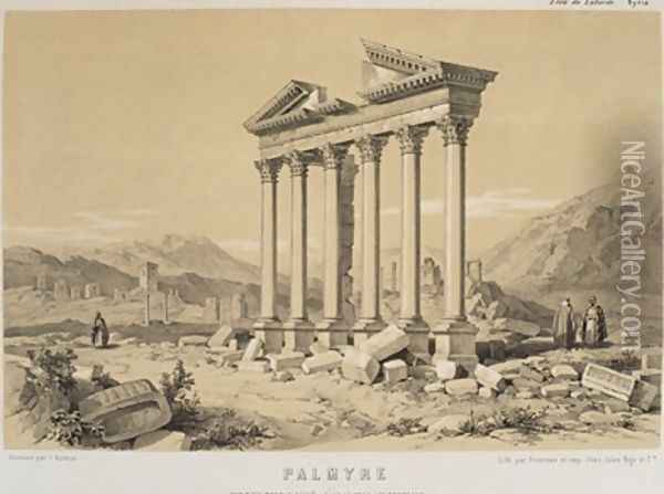 View of a ruined temple Palmyra Syria Oil Painting - Laborde, Leon de