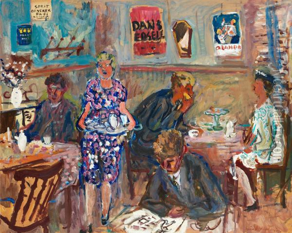 Cafe I Edsele Oil Painting - Eric Hallstrom