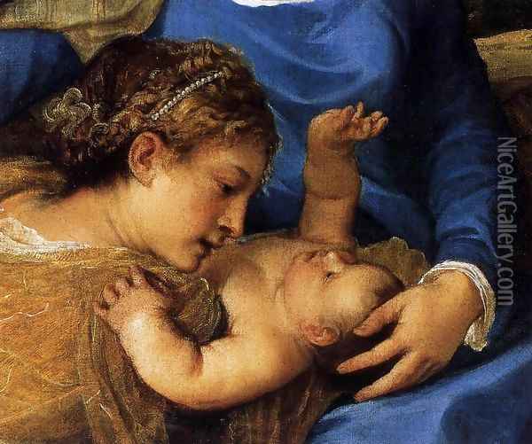 Madonna and Child with Saints (detail) 2 Oil Painting - Tiziano Vecellio (Titian)
