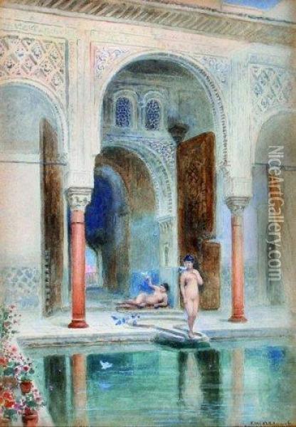 Un Bain Maure En Andalousie Oil Painting - Frans Wilhelm Odelmark