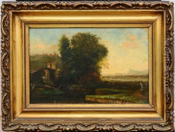 Landscape With Bridge Oil Painting - Hugh Bolton Jones