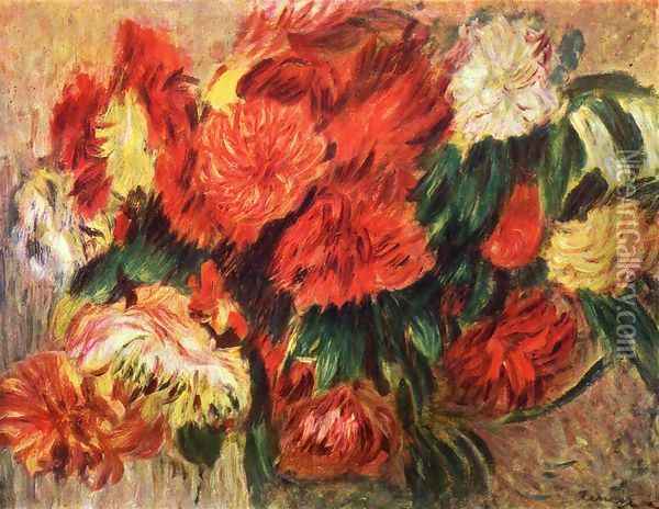Still life with chrysanthemums Oil Painting - Pierre Auguste Renoir
