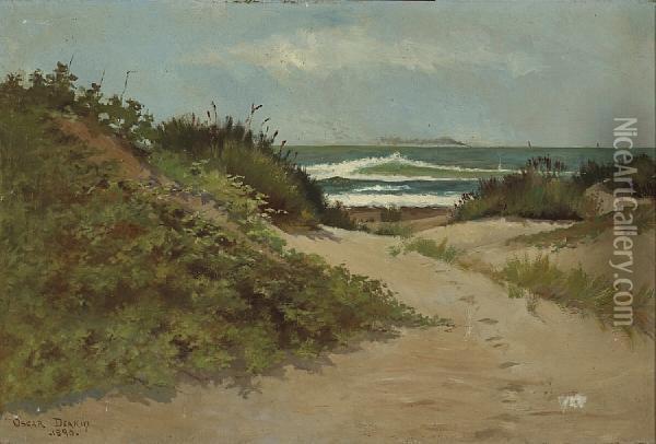 A Path Through Coastal Dunes, Thought To Beocean Beach, San Francisco Oil Painting - Oscar Deakin