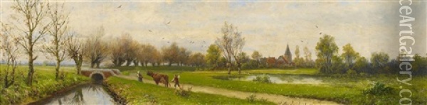 Landschaft Am Niederrhein Oil Painting - Friedrich Josef Nicolai Heydendahl