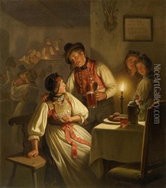 In Der Wirtsstube Oil Painting - Carl Friedrich Moritz Mueller