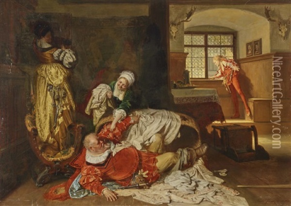 The Merry Wives Of Windsor Oil Painting - Eduard von Gruetzner