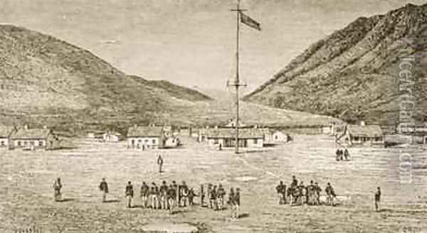 Fort Douglas Camp and Red Buttes Ravine near Salt Lake City Utah 1870s 1880 Oil Painting - Reverend Samuel Manning