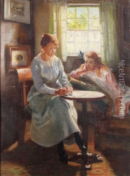 The Lesson Oil Painting - John Lochhead