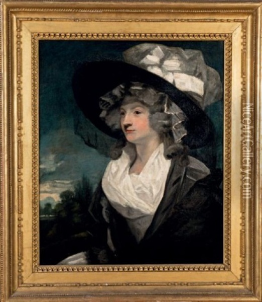 Portrait Presume De Miss Amelia Hume, Future Lady Farnborough Oil Painting - Sir William Beechey