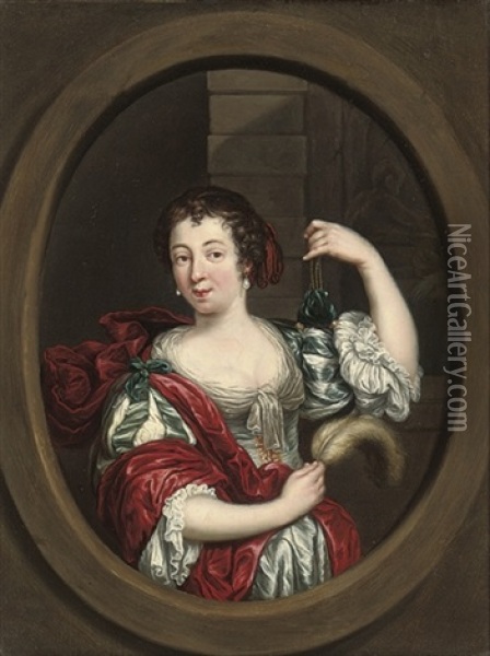 Portrait Of A Lady (louise De Kerouaille, Duchess Of Portsmouth?) Oil Painting - Constantyn Netscher