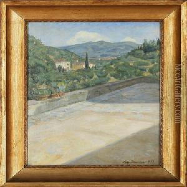 Italian Landscape Oil Painting - Aage Bertelsen