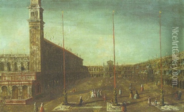 The Piazza San Marco, Venice, Looking West Towards San Germiniano Oil Painting - Francesco Albotti