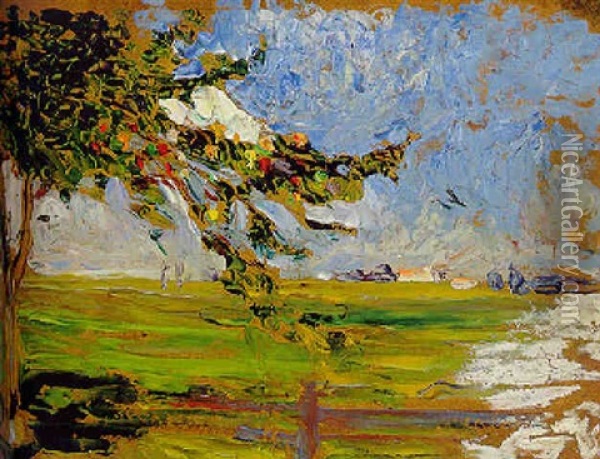 Landschaft Mit Apfelbaum Oil Painting - Wassily Kandinsky