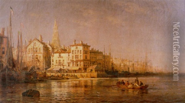 The Port Of Antwerp Oil Painting - Charles Euphrasie Kuwasseg