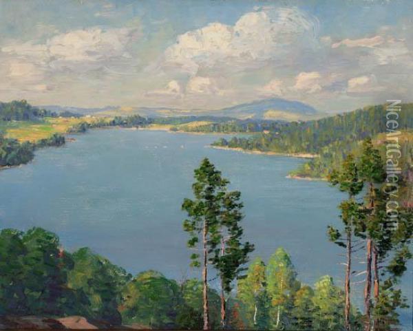 Connecticut Lake Landscape Oil Painting - Will Hutchins