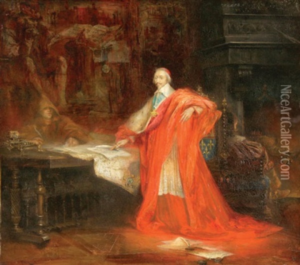 Portrait Of Cardinal Richlieu Oil Painting - Pinckney Marcius-Simons