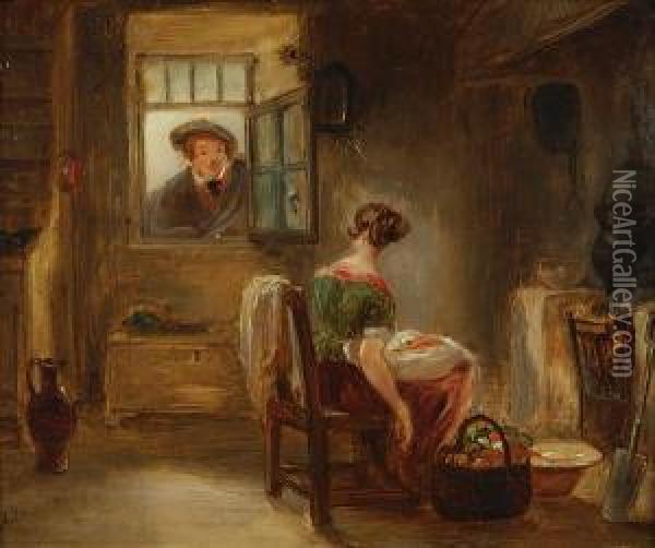 The New Suitor Oil Painting - Alexander Snr Fraser