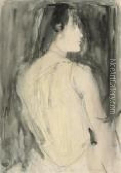 Portrait Of A Woman, Half-length, Viewed From Behind, Her Head Inprofile Oil Painting - Ambrose McEvoy