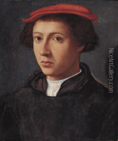 Sold By The J. Paul Getty Museum To Benefit Future Painting Acquisitions
 

 
 
 

 
 Portrait Of A Young Man, Bust Length, Turned Slightly To The Left, Wearing A Red Cap Oil Painting - Jacobsz Dirck