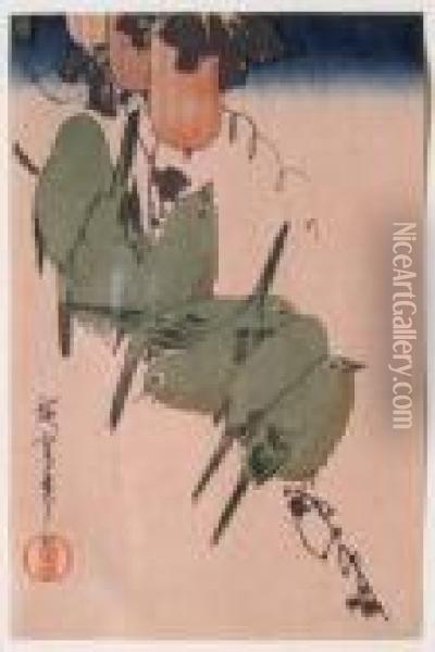 Seven Birds Oil Painting - Utagawa or Ando Hiroshige