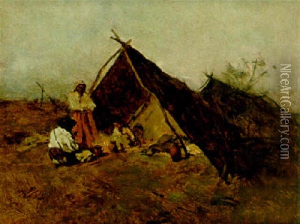 Zigeunerlager Oil Painting - August Xaver Carl von Pettenkofen