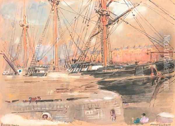 Bristol docks Oil Painting - Albert Goodwin