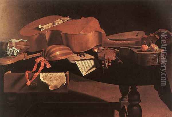 Musical Instruments Oil Painting - Evaristo Baschenis
