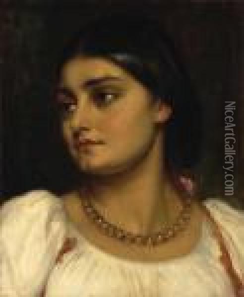 Frederic, Lord Leighton, P.r.a. Head Of A Roman Model Oil Painting - Frederick Leighton