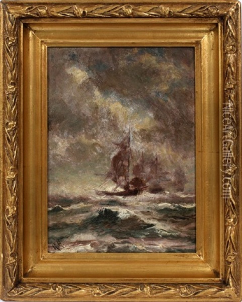 Fishing Scow Oil Painting - Robert B. Hopkin