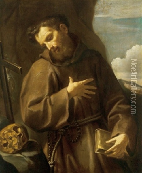 San Francesco In Meditazione Oil Painting - Ludovico Carracci
